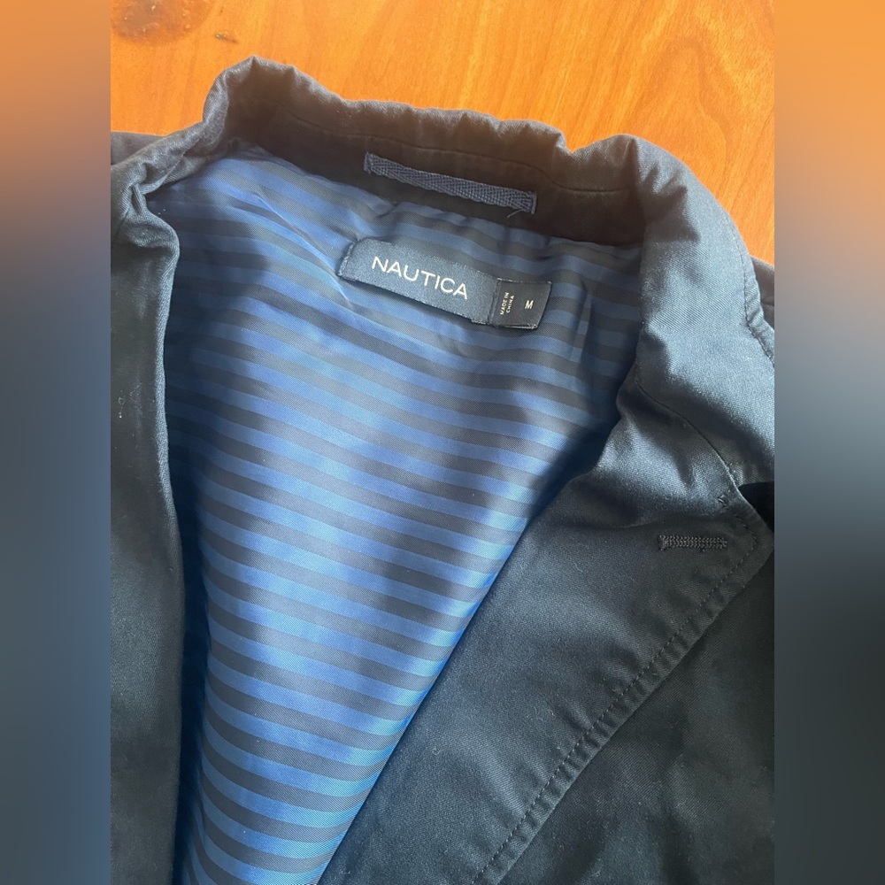 Nautica Dark Blue Jacket with Striped Interior - Picture 2 of 7